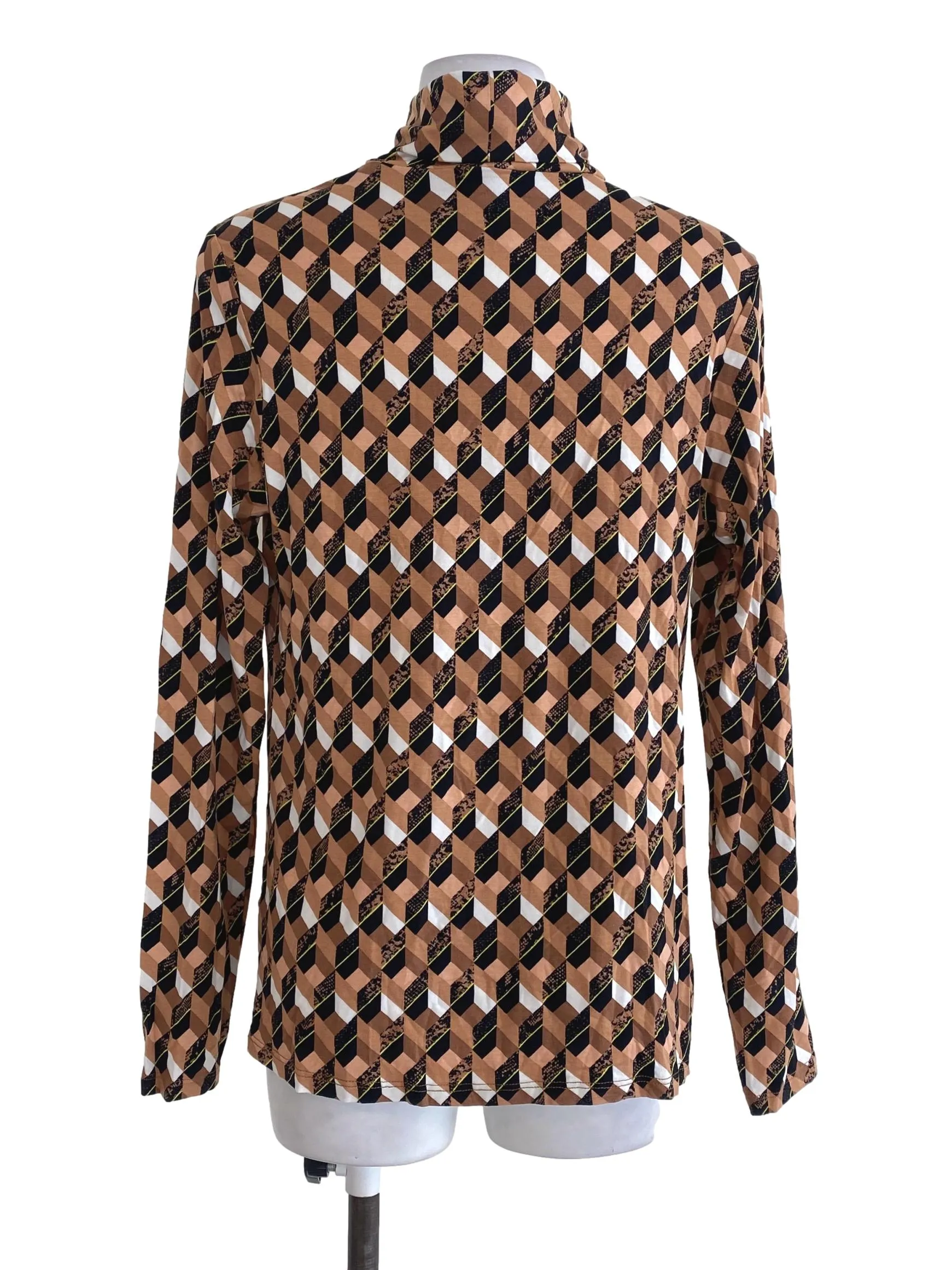 Brown Patterned Turtle Neck Top