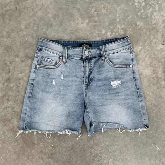 Buffalo David Bitton Tandi Mid rise Distressed Bermuda shorts