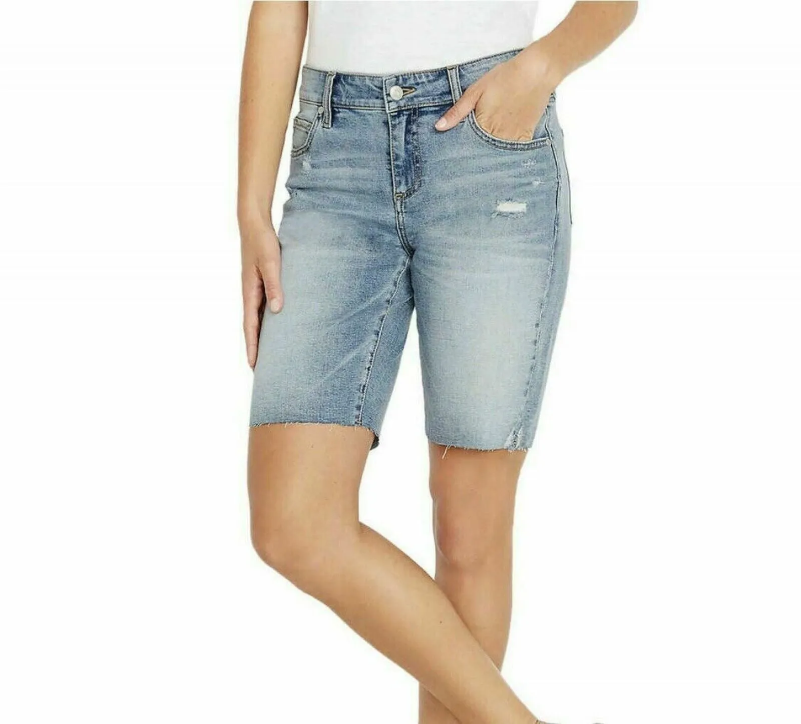Buffalo David Bitton Women's Distressed Bermuda Jean Shorts