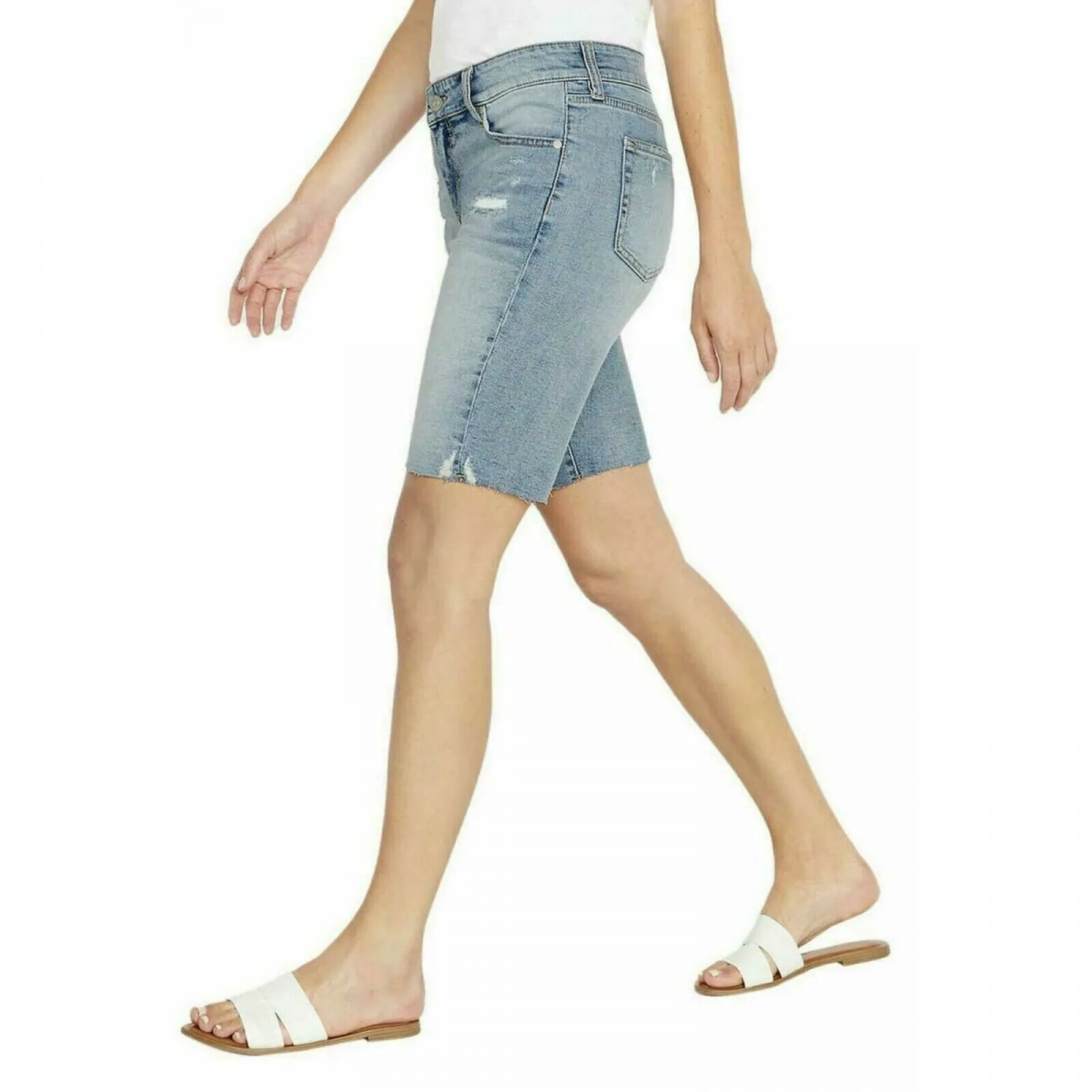 Buffalo David Bitton Women's Distressed Bermuda Jean Shorts