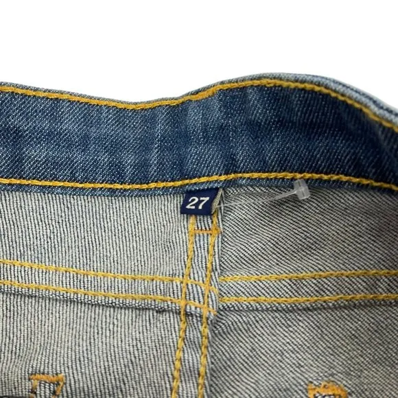 Carmar Shorts Womens Sz 27 Denim Bermuda Med Wash Button Stretch Mid Rs $219 Nwt