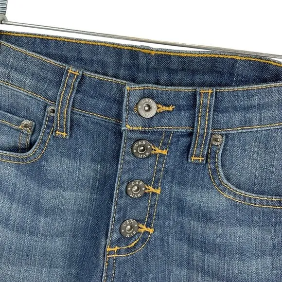 Carmar Shorts Womens Sz 27 Denim Bermuda Med Wash Button Stretch Mid Rs $219 Nwt