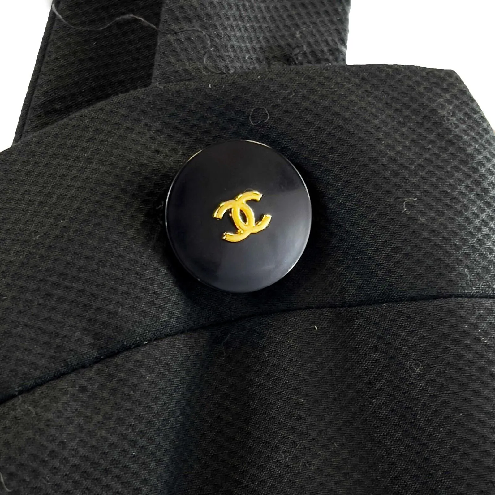 CHANEL - Vintage 90s 98S Black Sweetheart Sheath Dress - CC Buttons - 38 US 6