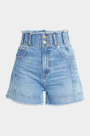 Charlotte High-Rise Denim Shorts in Danube