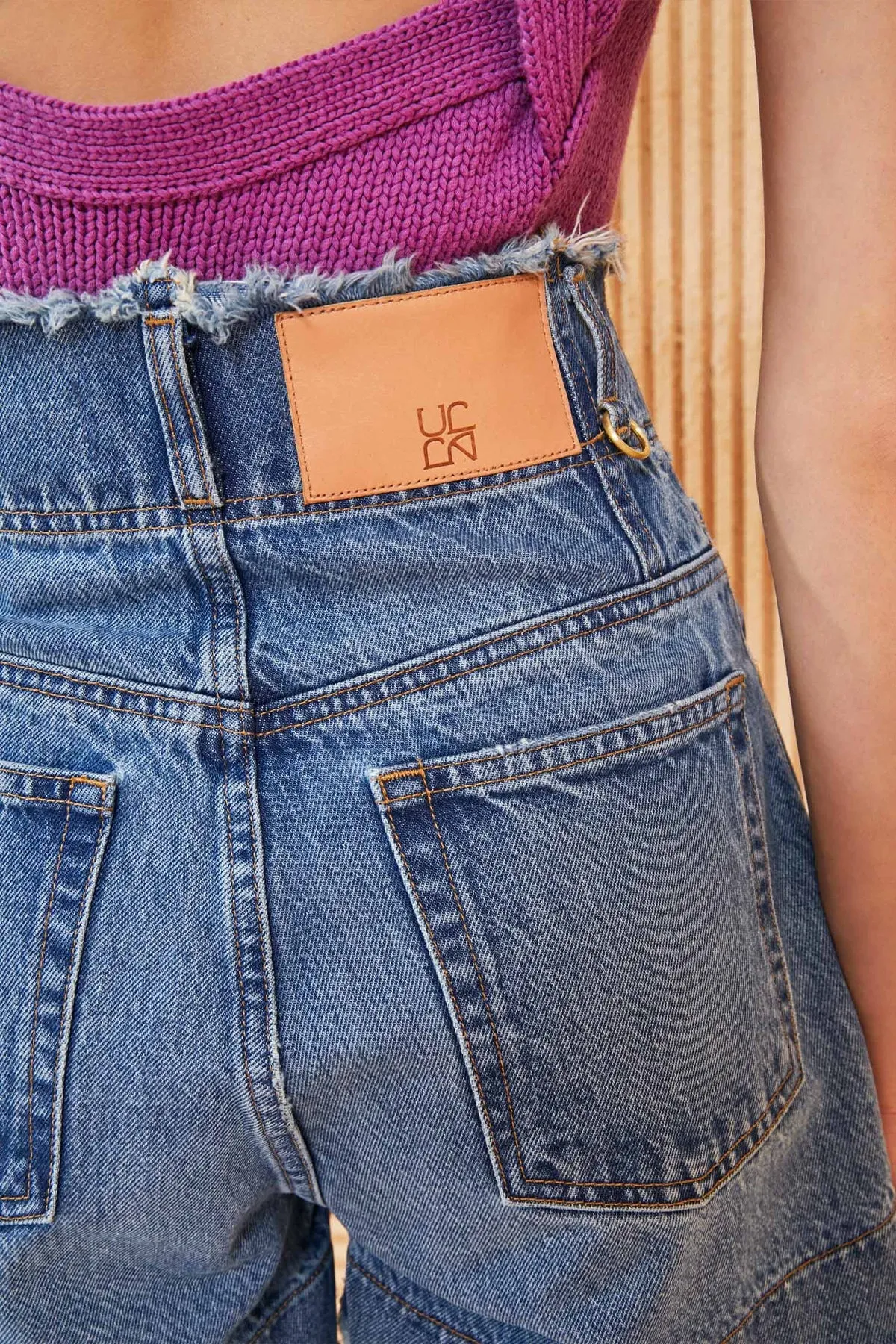 Charlotte High-Rise Denim Shorts in Danube