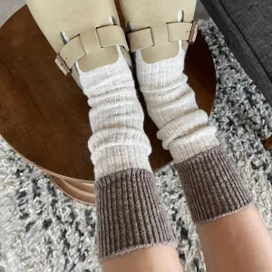 Colour Block Cottage Socks - Oatmeal & Flax