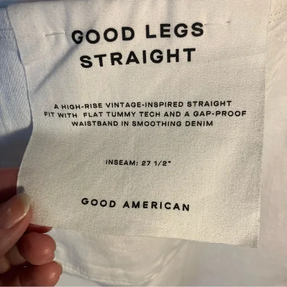 COPY - NWT Good American Good Legs Straight White Jeans, size 22, Stretch High …
