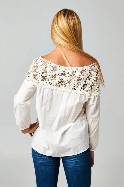 Crochet Detail Long Sleeve Top