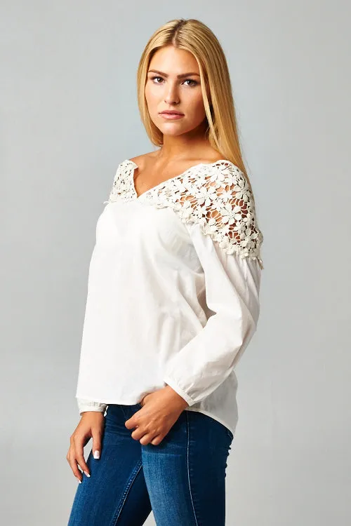 Crochet Detail Long Sleeve Top