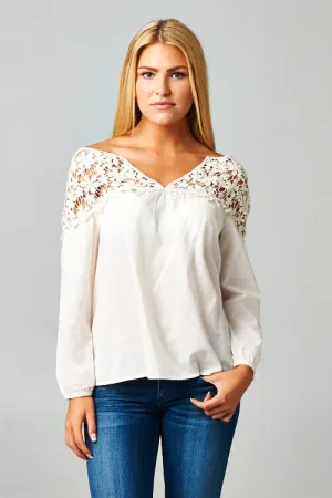Crochet Detail Long Sleeve Top