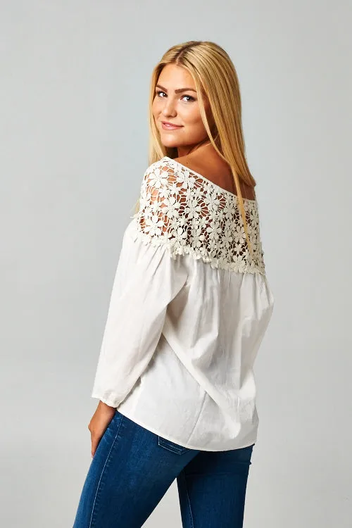 Crochet Detail Long Sleeve Top