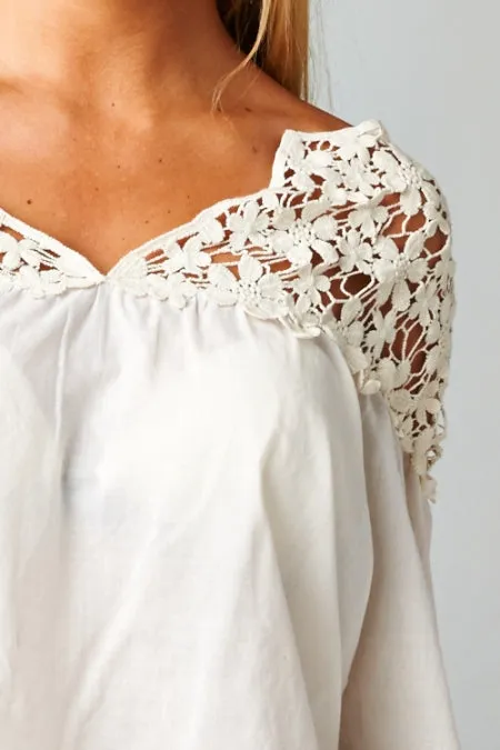 Crochet Detail Long Sleeve Top