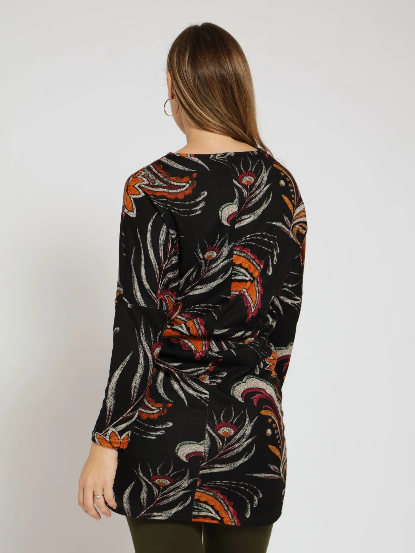 Cut & Sew Tunic Dress With Buttons - Fatigue