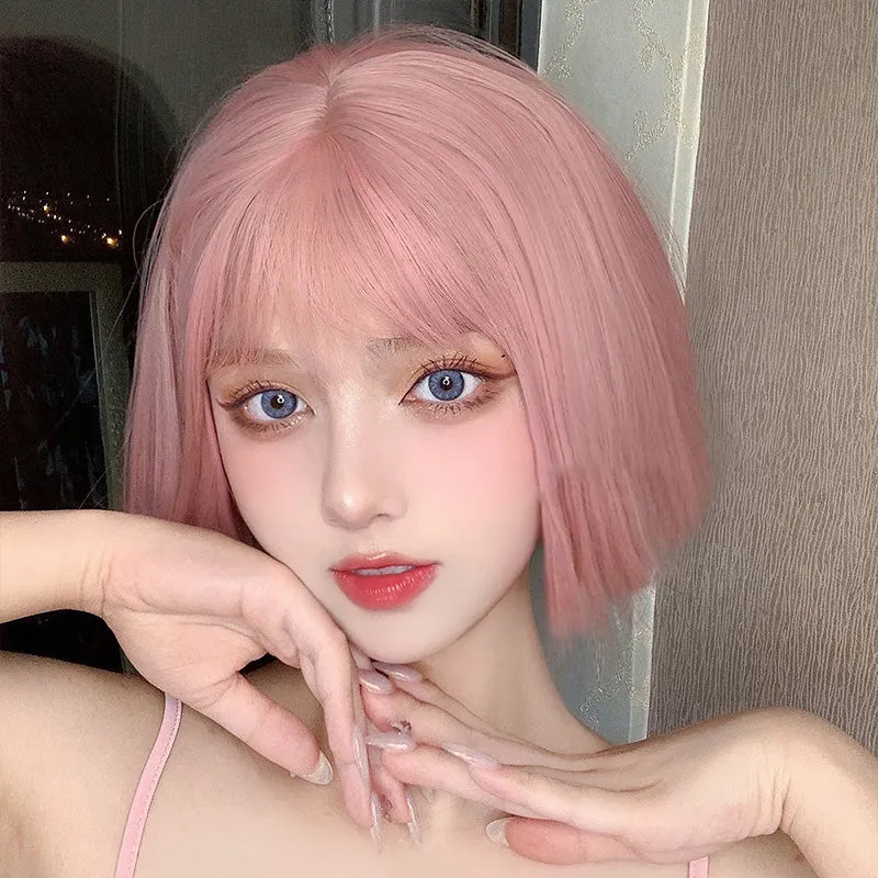 Cute Pink Short Straight Wig UB6147