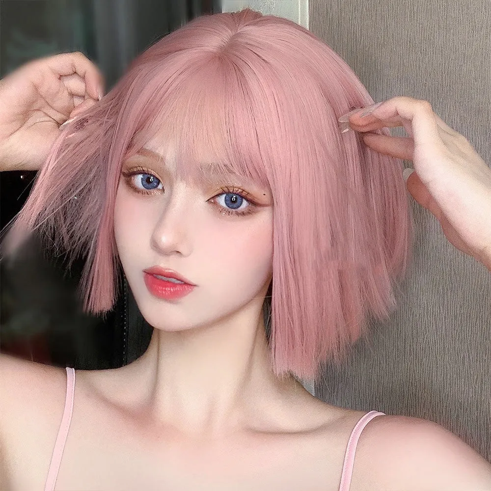 Cute Pink Short Straight Wig UB6147