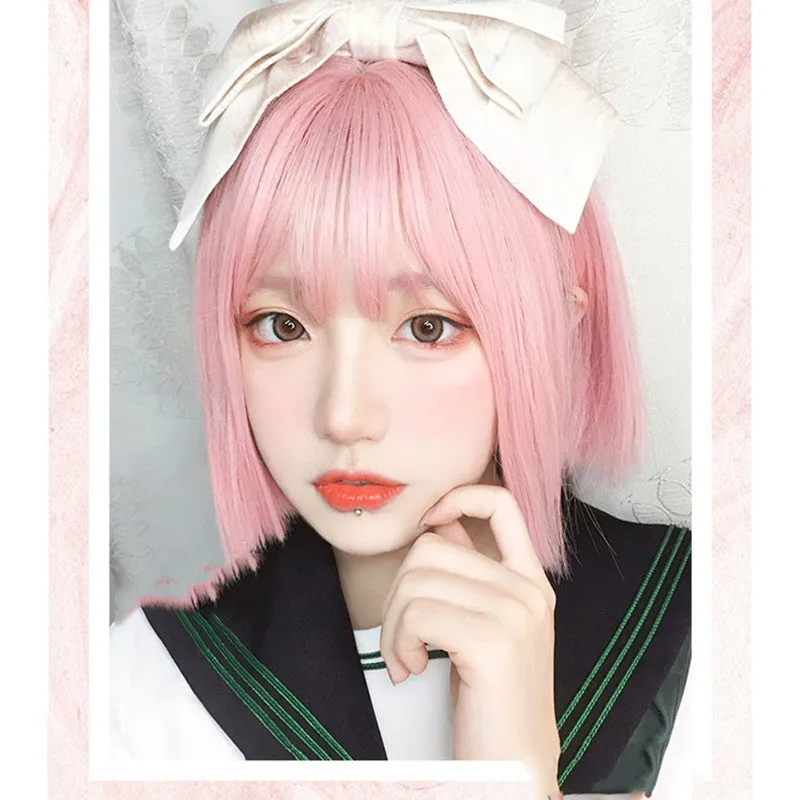 Cute Pink Short Straight Wig UB6147