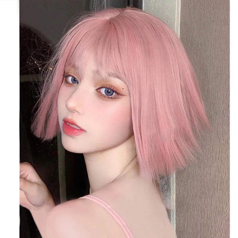 Cute Pink Short Straight Wig UB6147