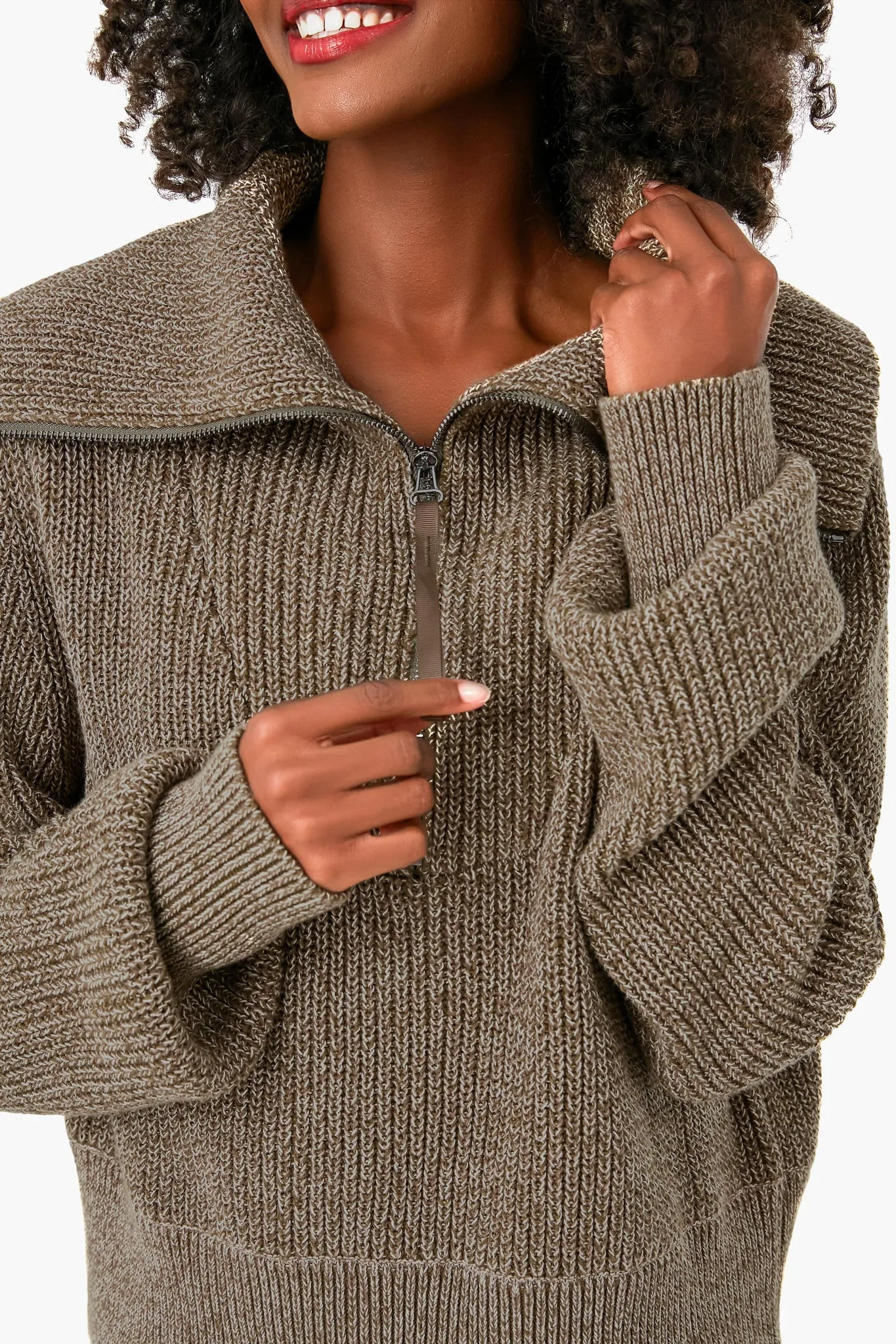 Dark Olive Speckle Mentone Half Zip