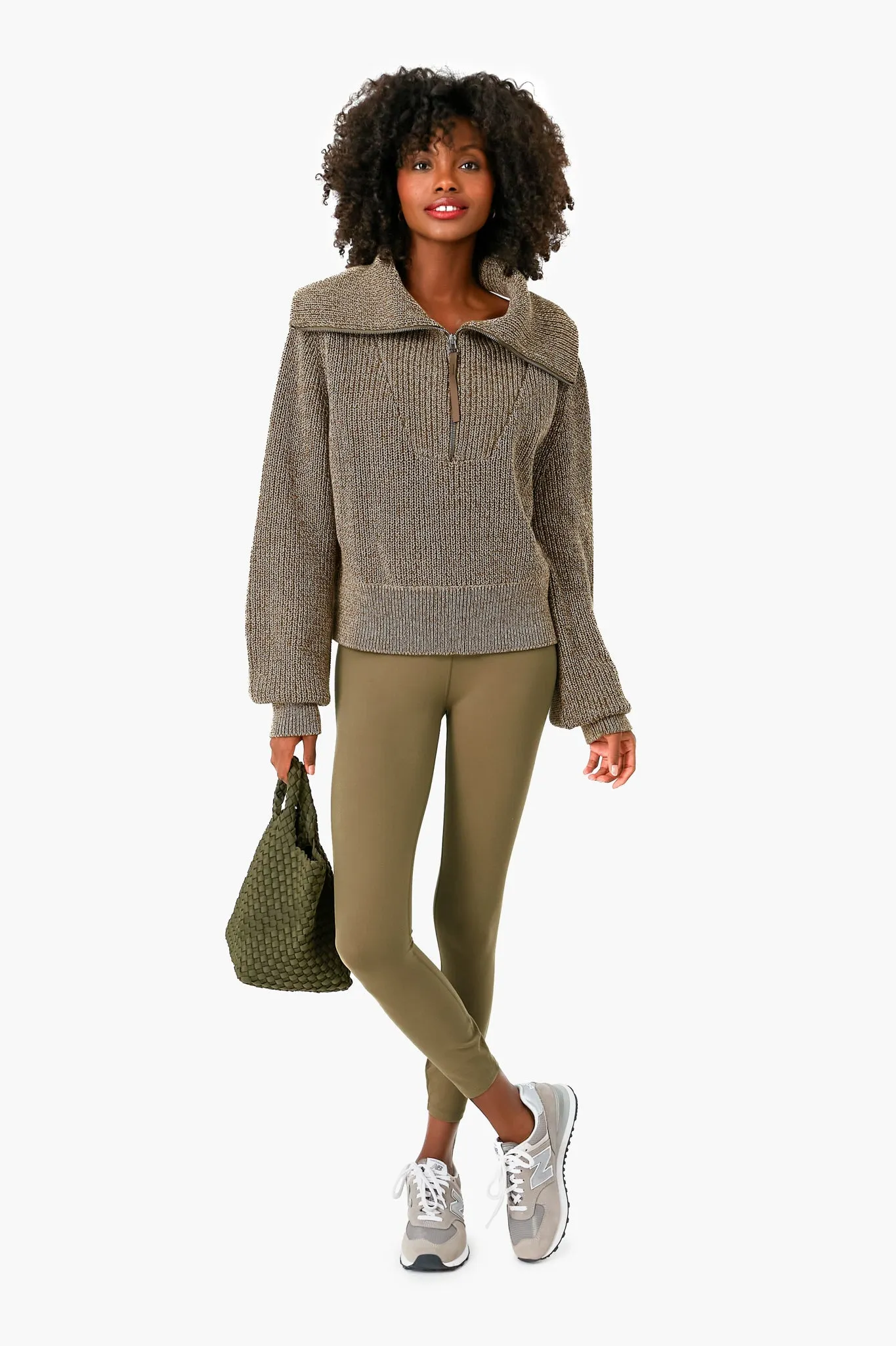 Dark Olive Speckle Mentone Half Zip