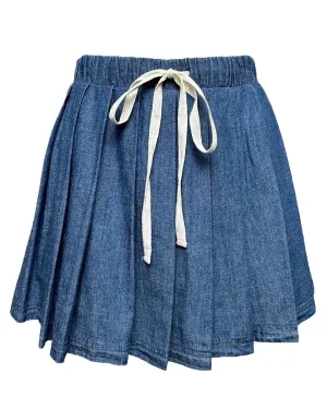 Denim Pull On Skort in Dark Denim