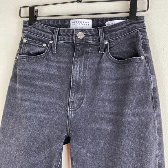 Derek Lam 10 Crosby Frankie Jeans Size 26 Gray Black Split Hem Straight Designer