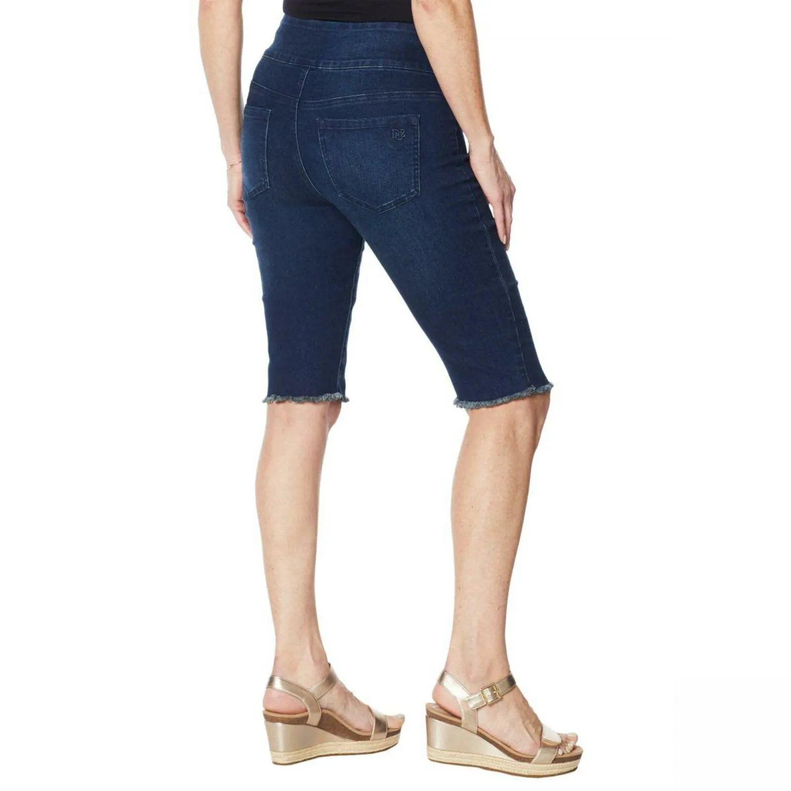 DG2 by Diane Gilman Women's Classic Stretch Pull-On Bermuda Shorts Indigo Large