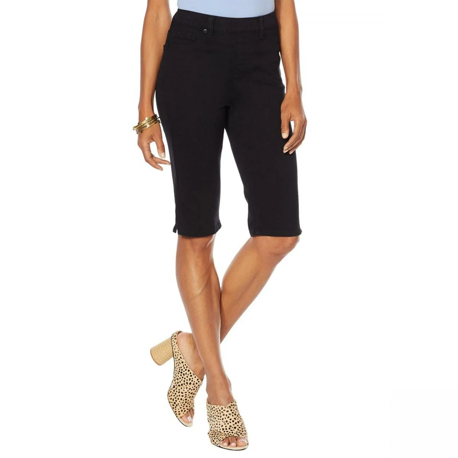 DG2 by Diane Gilman Women's Petite Virtual Stretch Pull On Bermuda Shorts