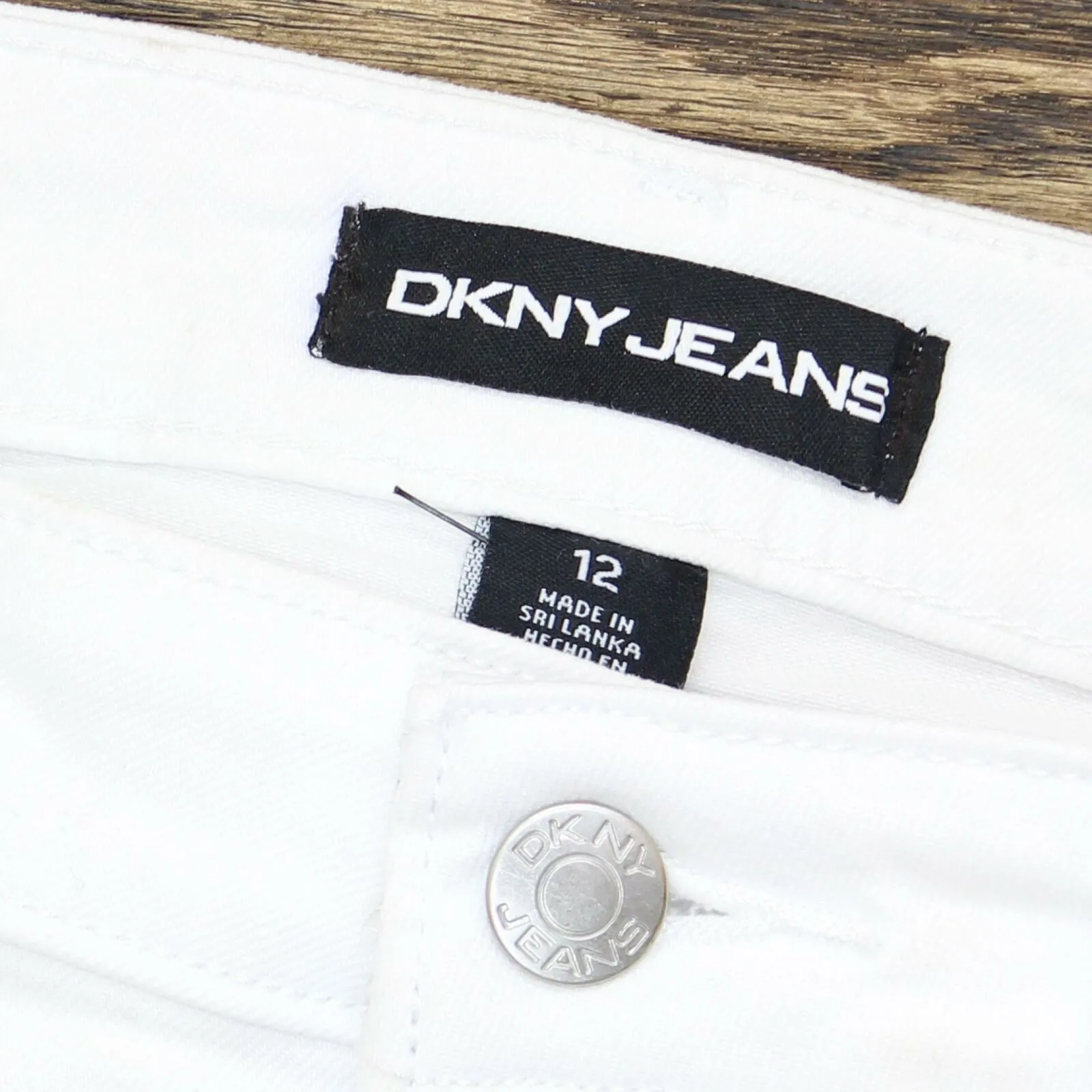 DKNY Jeans Women's Roll Cuff Denim Bermuda Shorts. 1386501 White 12
