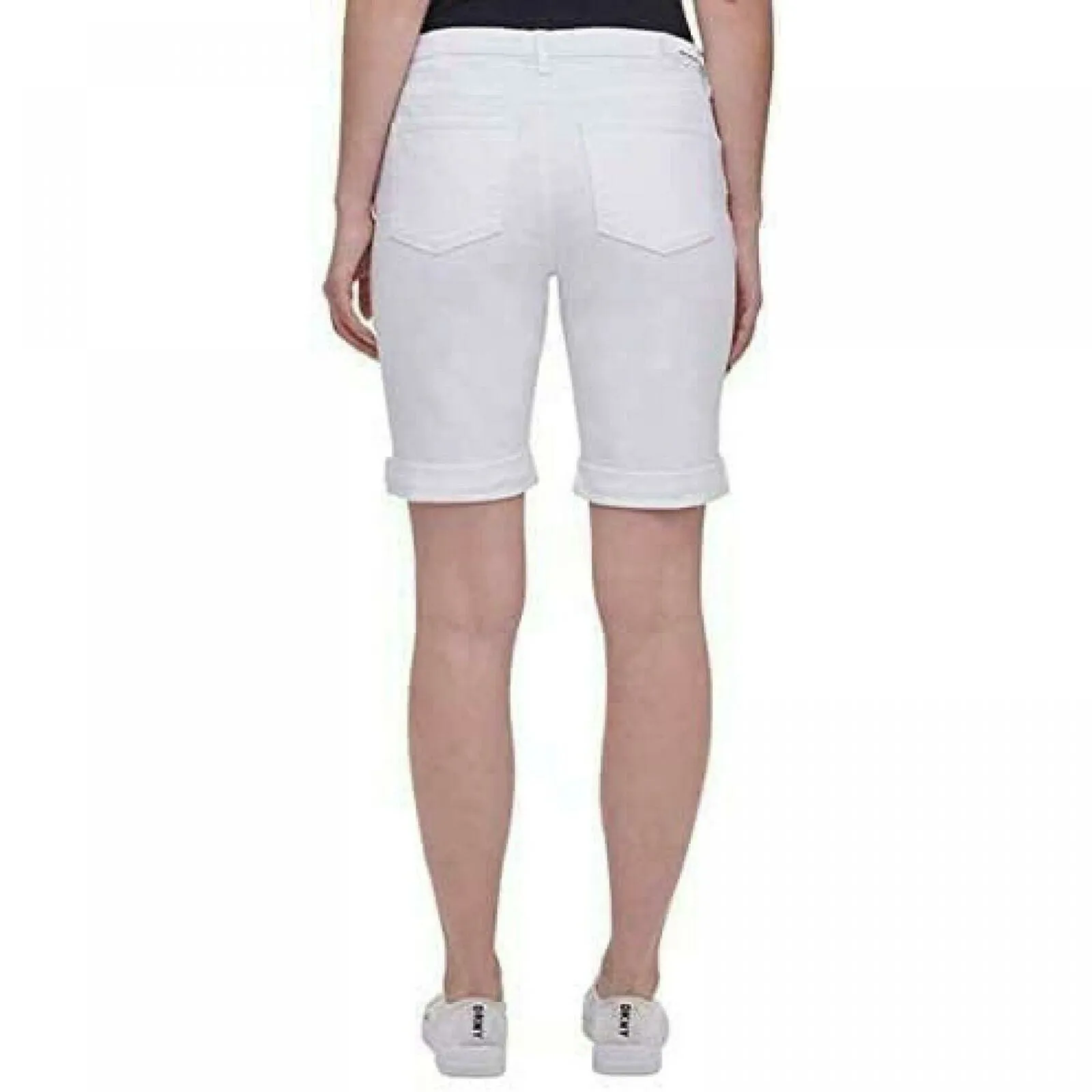 DKNY Jeans Women's Roll Cuff Denim Bermuda Shorts. 1386501 White 12