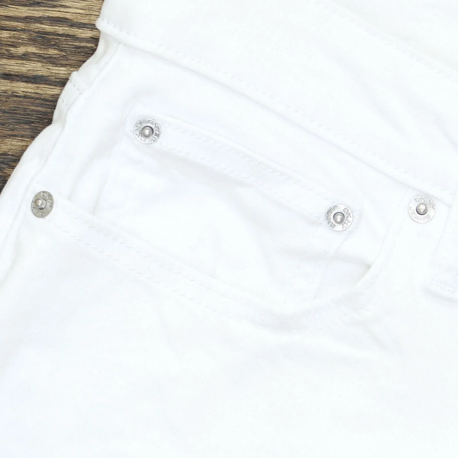 DKNY Jeans Women's Roll Cuff Denim Bermuda Shorts. 1386501 White 12