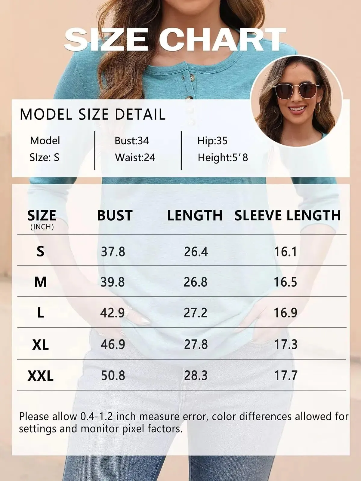 EADINVE Womens Crew Neck 3/4 Sleeve Tops Basic Button T-Shirts Solid Loose Cute Tunic Tee Blouses Fit Pullover Purple X-Large