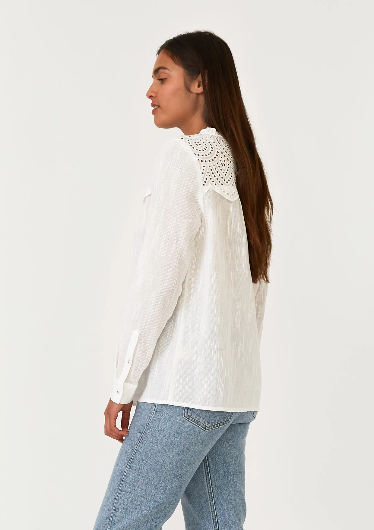 Embroidered Long Sleeve Button Down Blouse