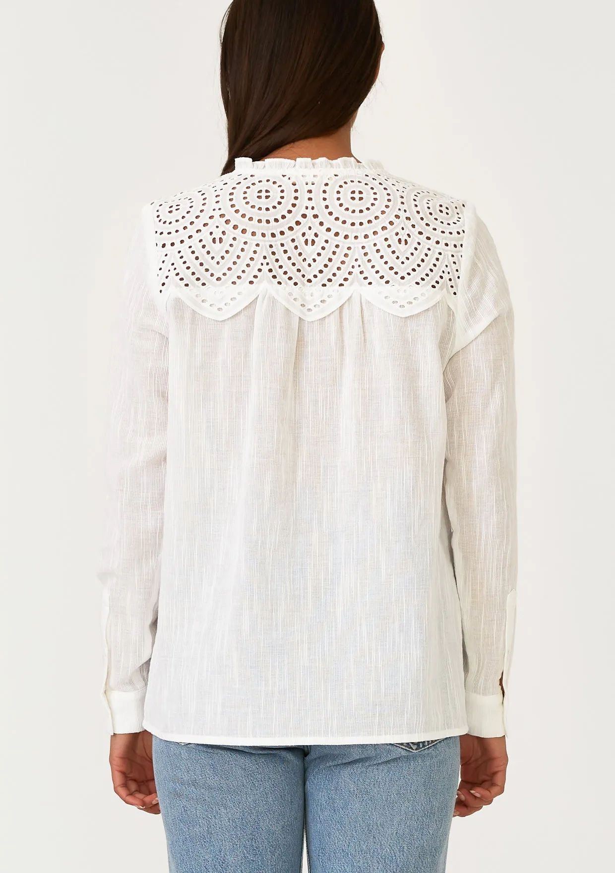 Embroidered Long Sleeve Button Down Blouse
