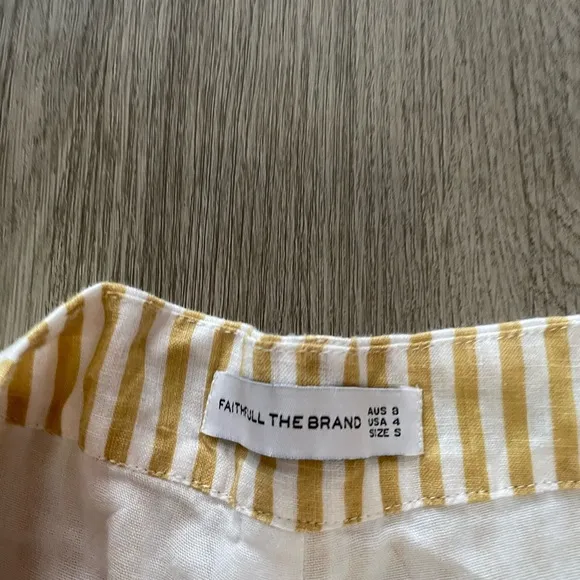 faithful the brand yellow stripe high waist bermuda long mom shorts size small