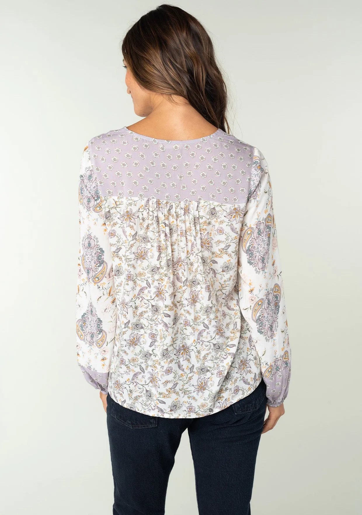 Floral Long Sleeve V Neck Blouse