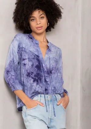Flowy Bohemian Tie Dye V-Neck Blouse