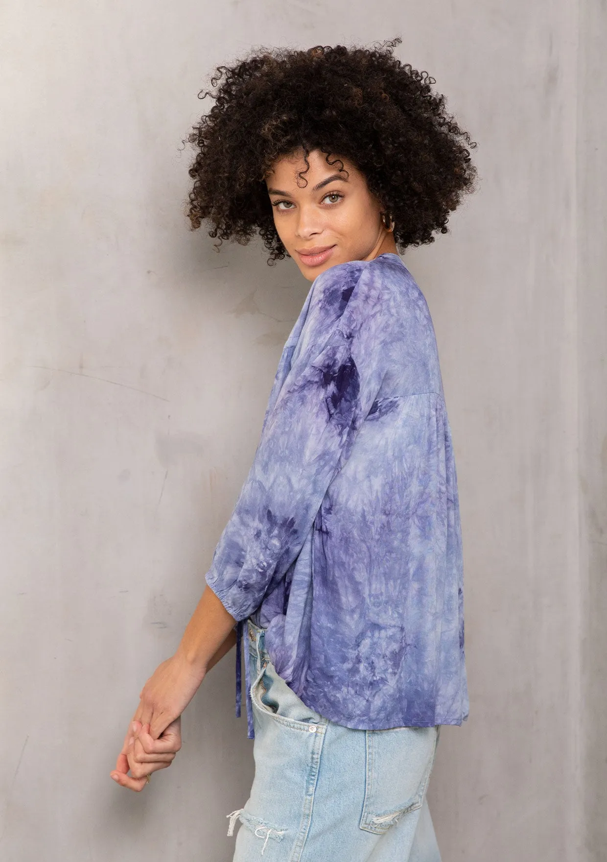Flowy Bohemian Tie Dye V-Neck Blouse