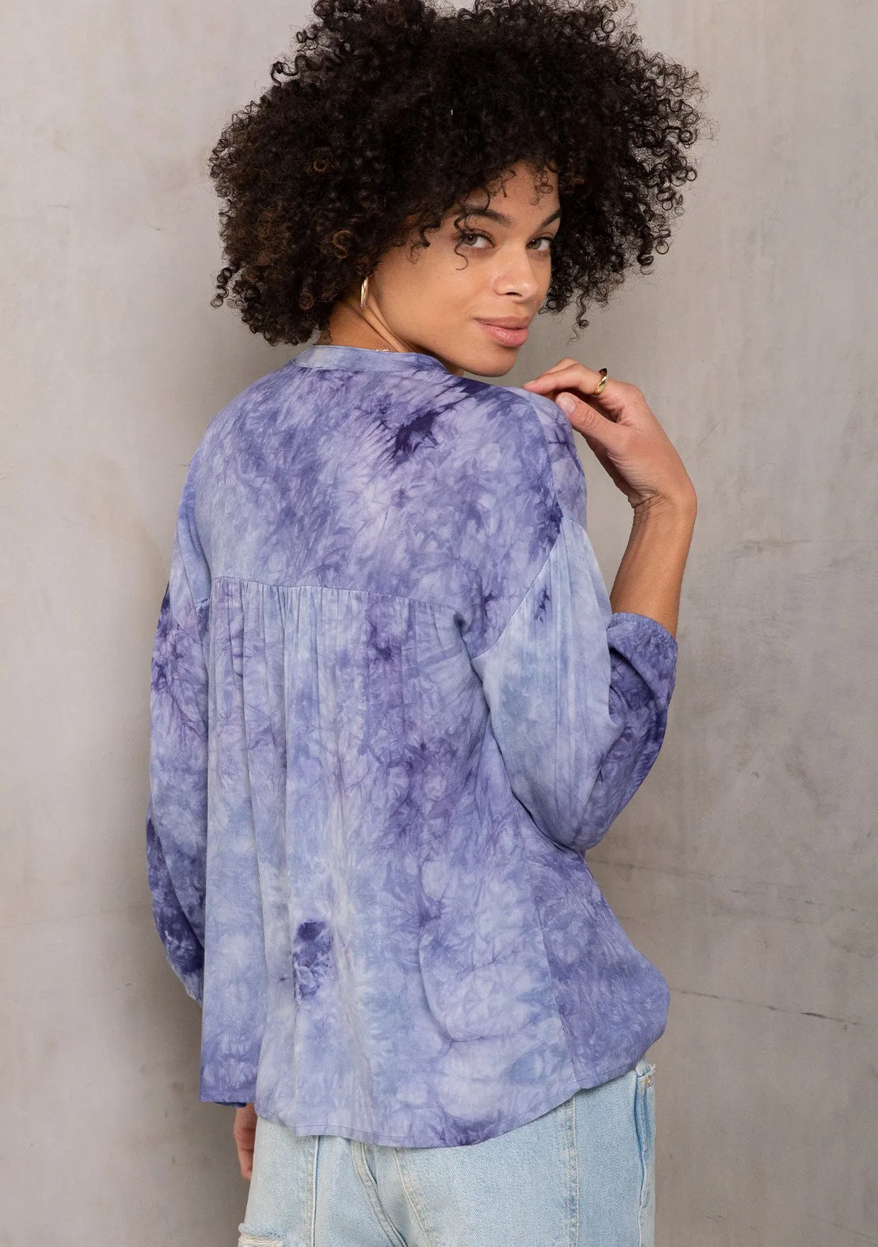 Flowy Bohemian Tie Dye V-Neck Blouse