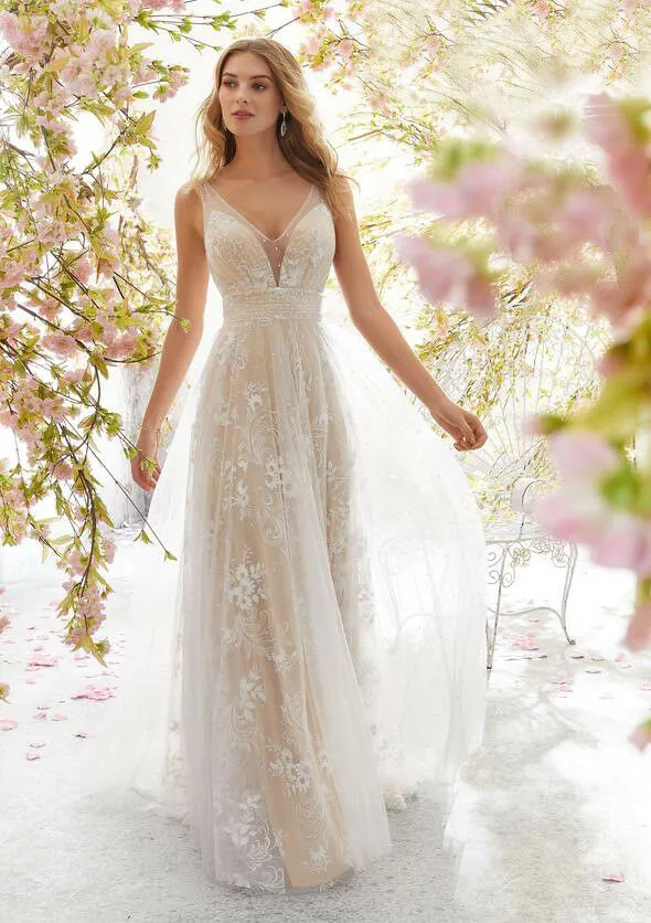 Formal Evening V Neck Long Lace A Line Dress Free Shipping