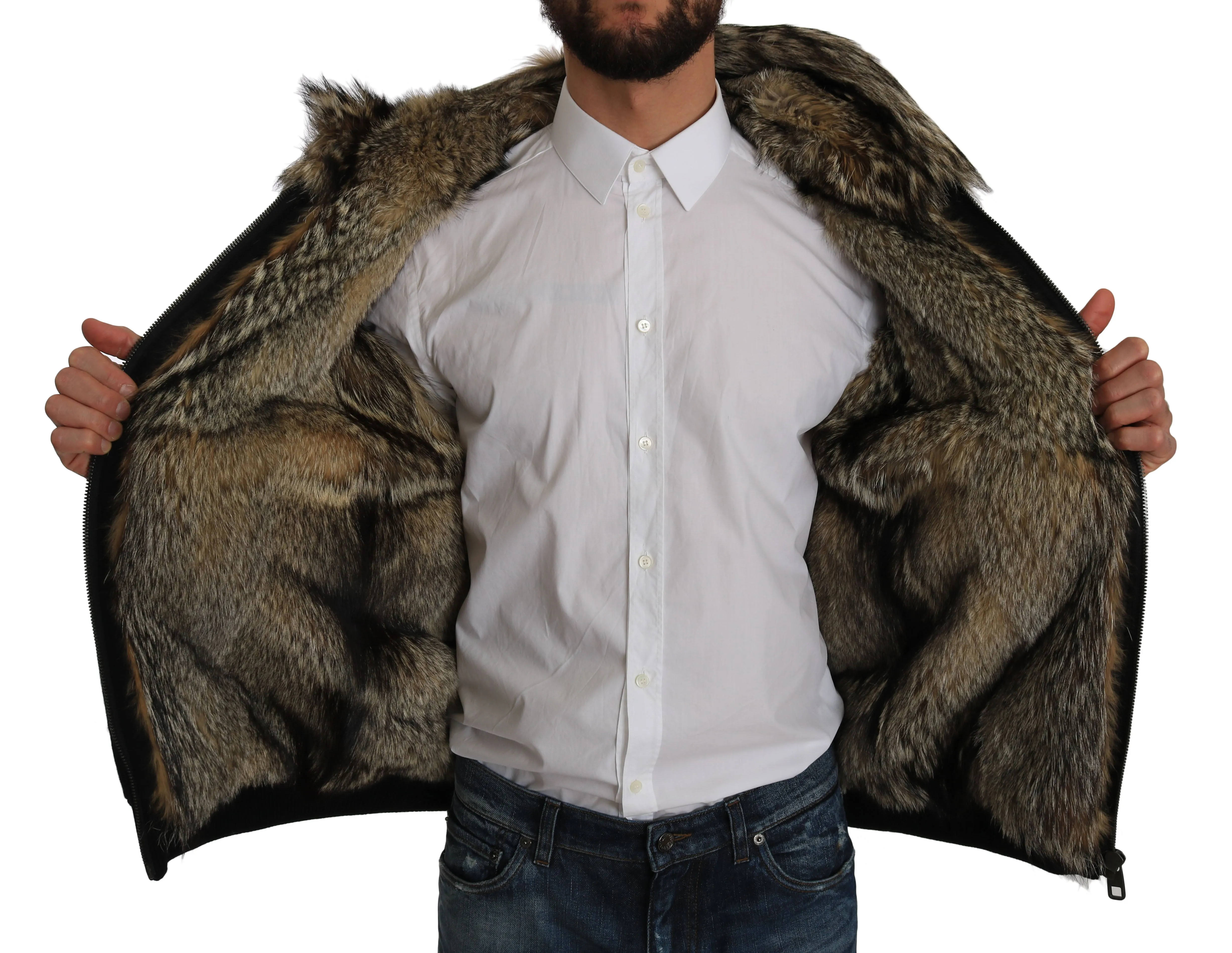 Fox Fur Hooded Coat Sweater Jacket