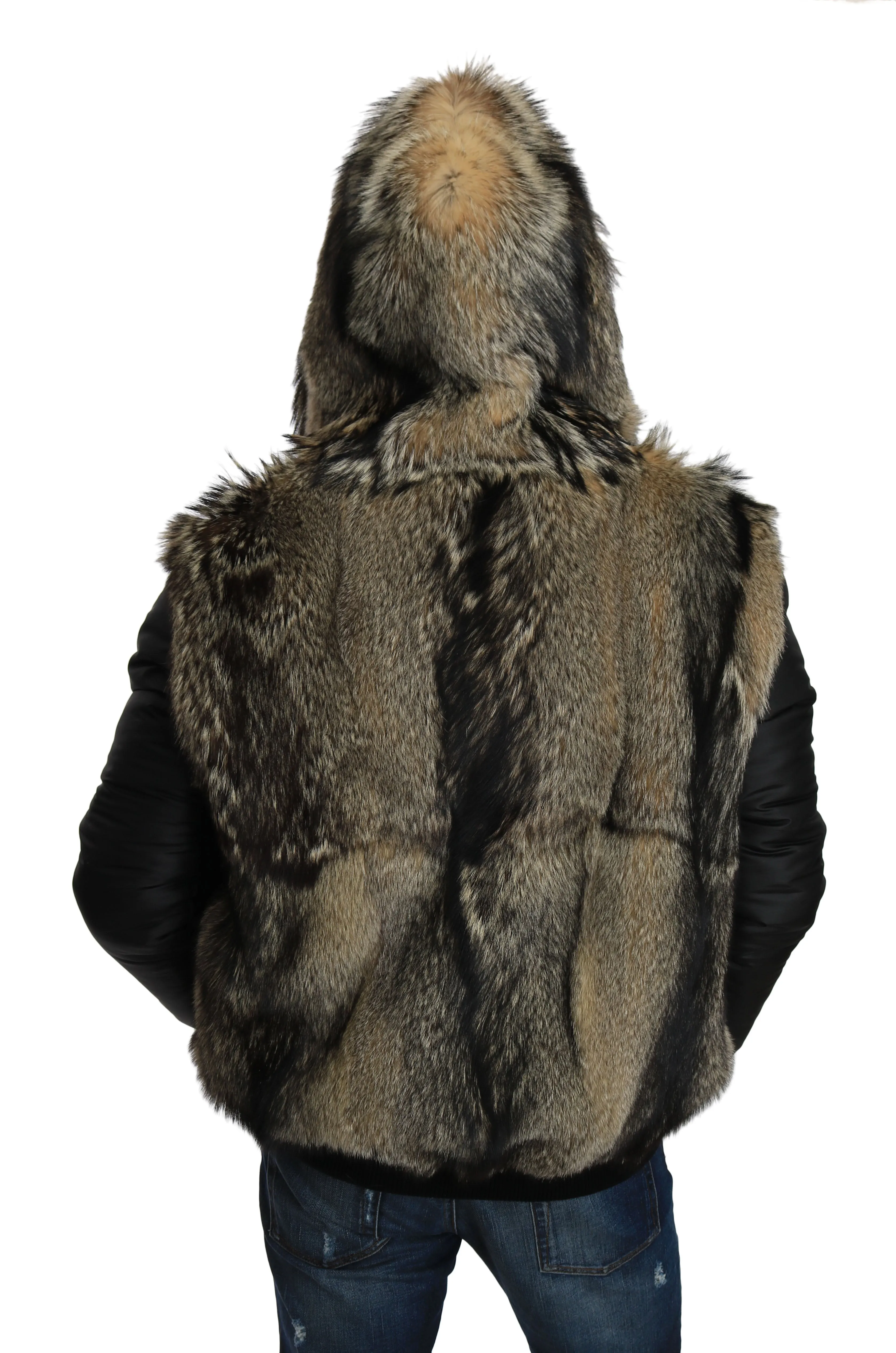 Fox Fur Hooded Coat Sweater Jacket