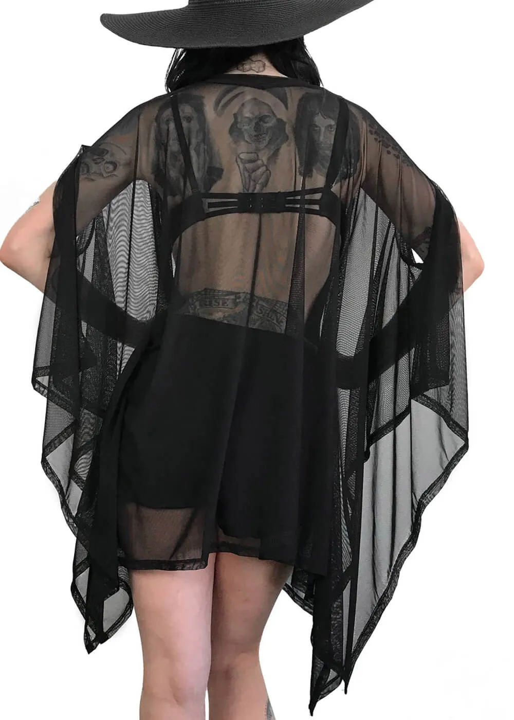 Foxblood Mesh Rhiannon Flowing Tunic Top Zwart