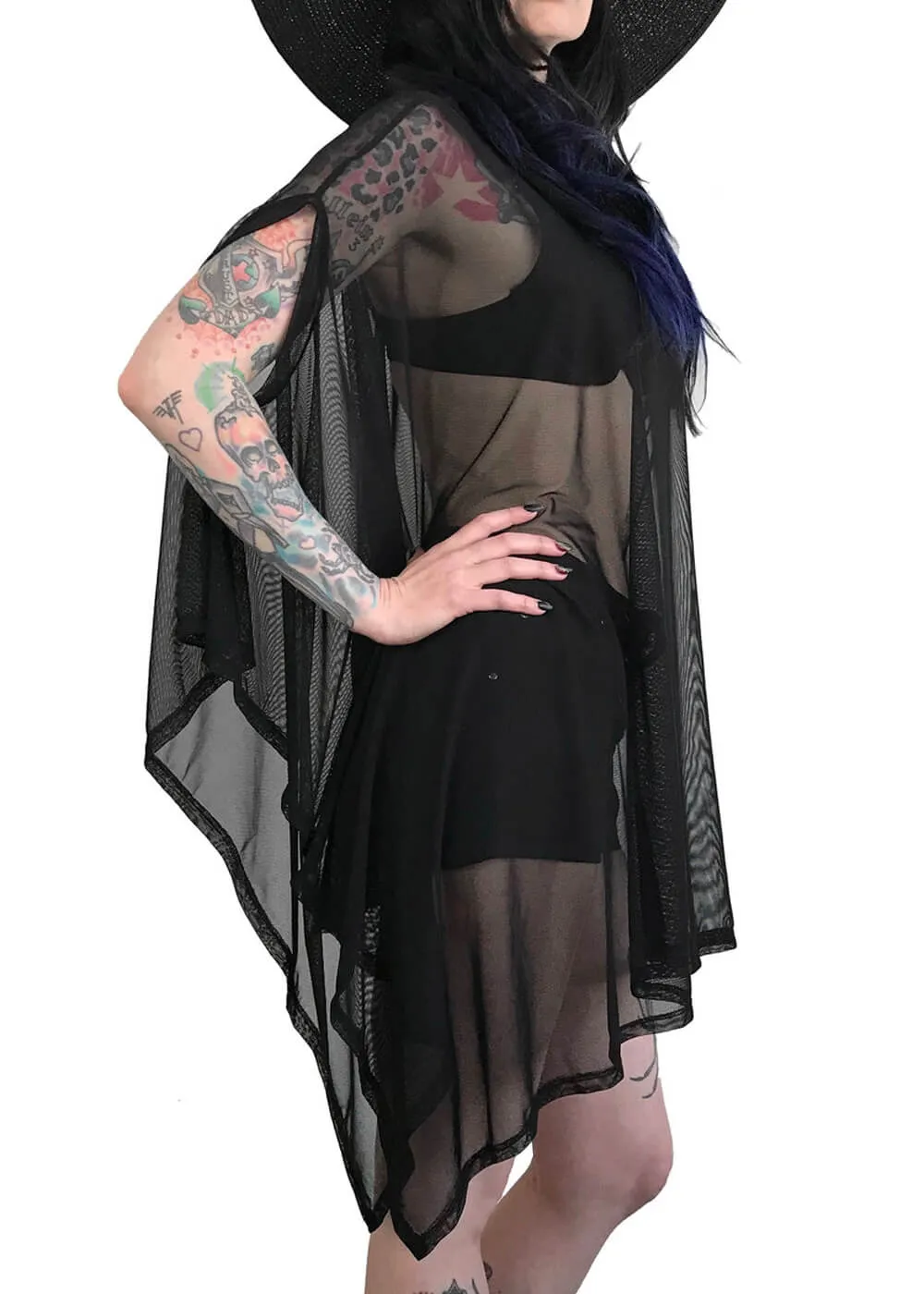 Foxblood Mesh Rhiannon Flowing Tunic Top Zwart