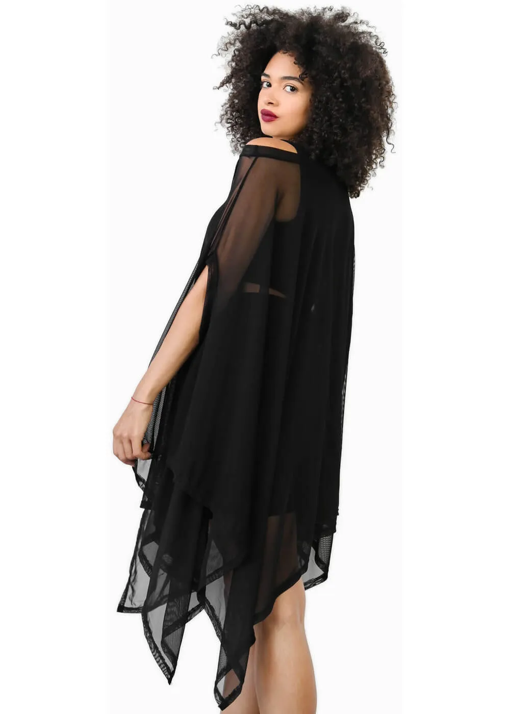 Foxblood Mesh Rhiannon Flowing Tunic Top Zwart