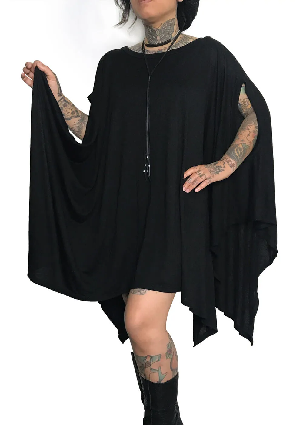 Foxblood Rhiannon Flowing Oversized Tunic Top Zwart