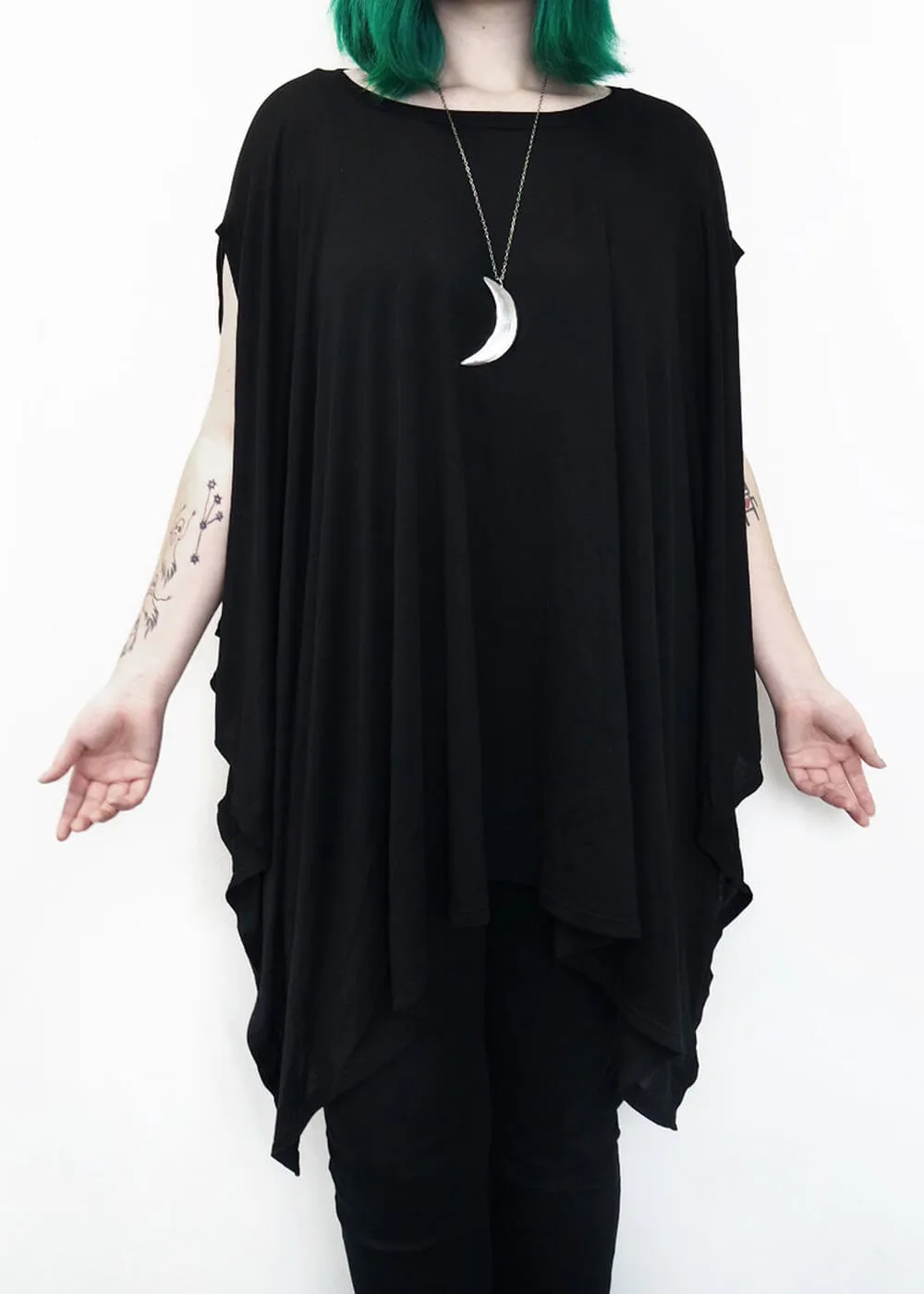 Foxblood Rhiannon Flowing Oversized Tunic Top Zwart