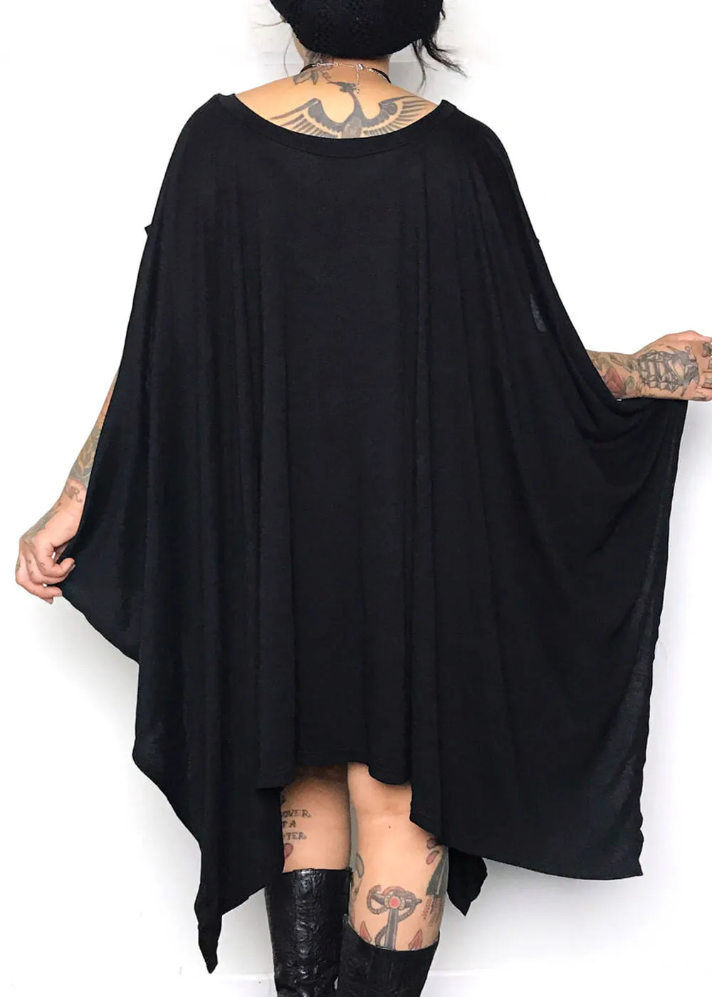 Foxblood Rhiannon Flowing Oversized Tunic Top Zwart