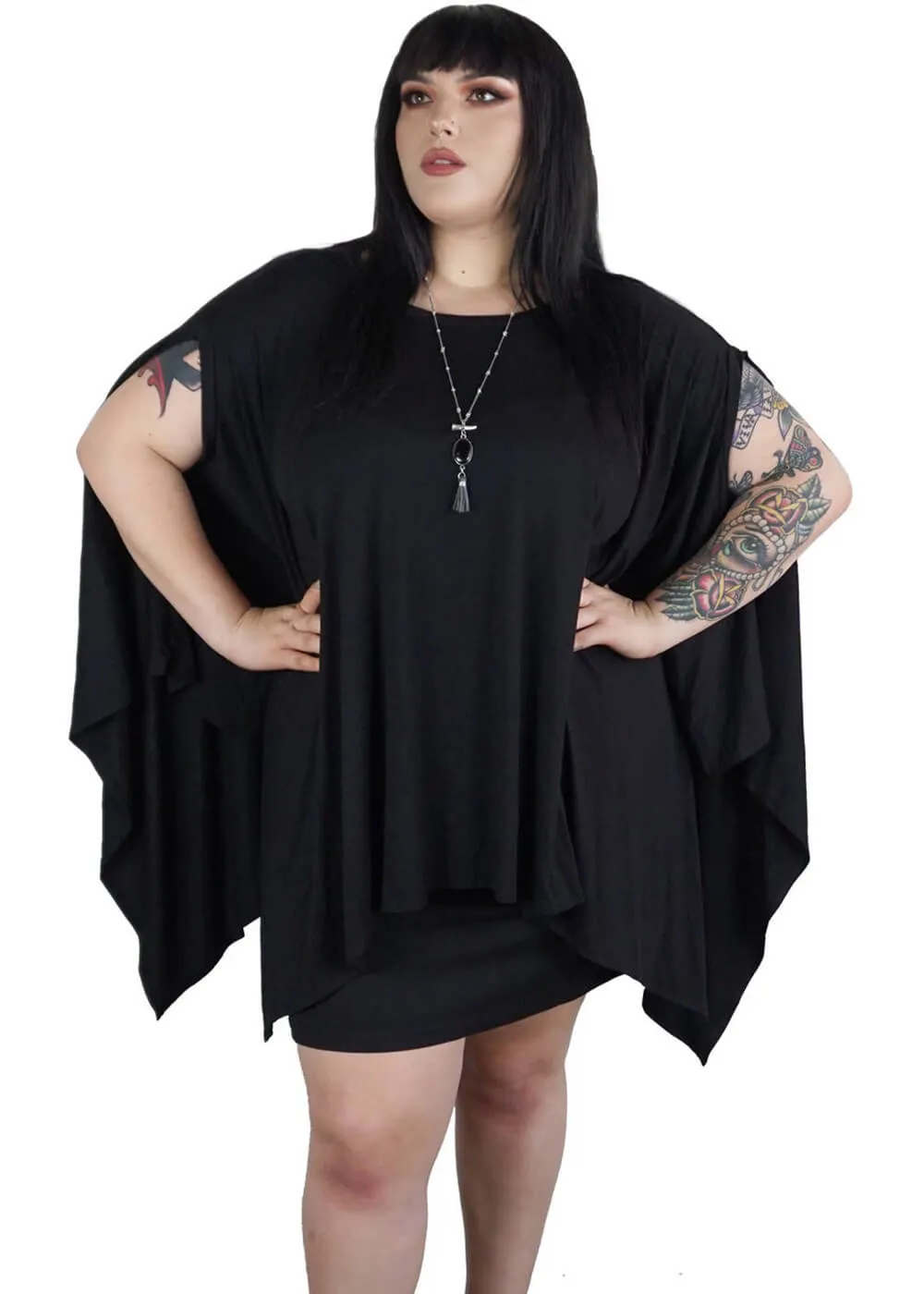 Foxblood Rhiannon Flowing Oversized Tunic Top Zwart
