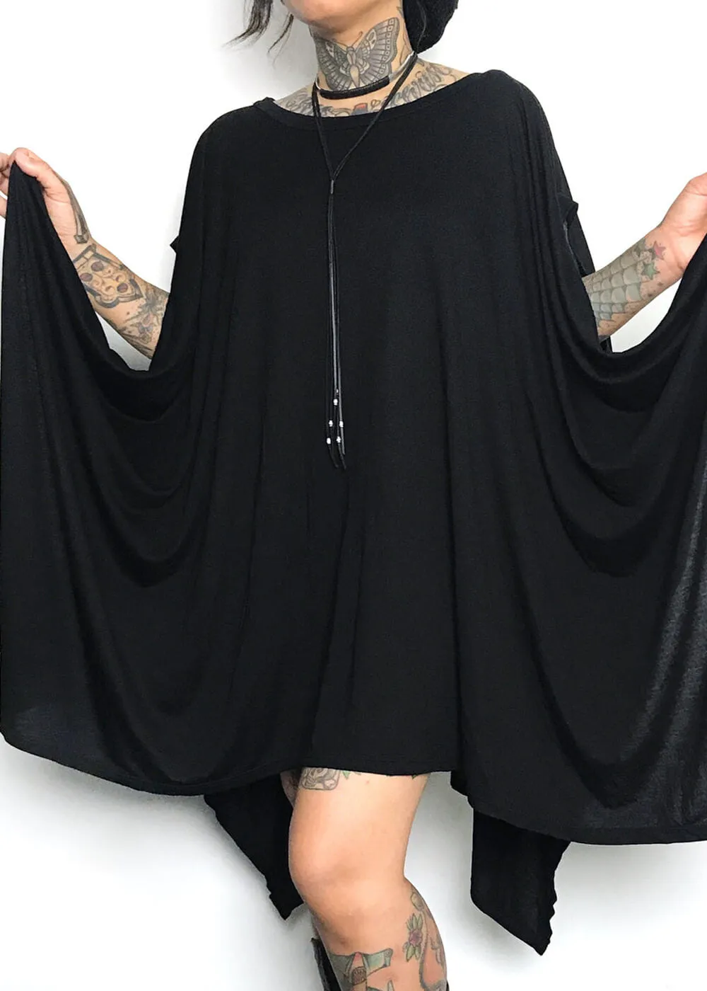 Foxblood Rhiannon Flowing Oversized Tunic Top Zwart
