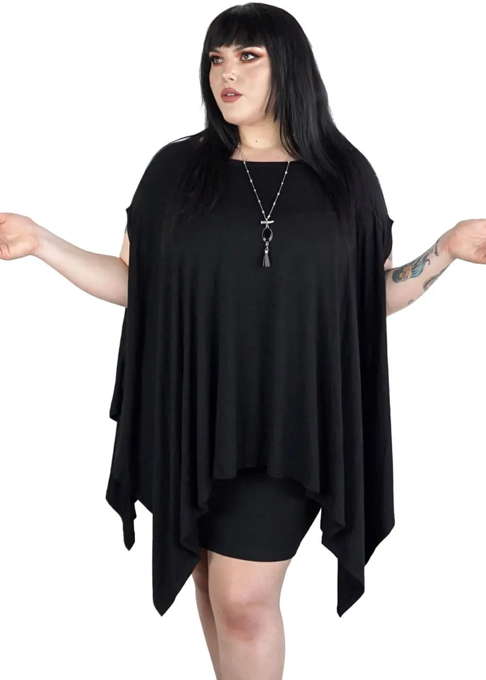 Foxblood Rhiannon Flowing Oversized Tunic Top Zwart